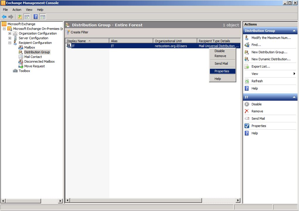 Create Distribution Group Exchange