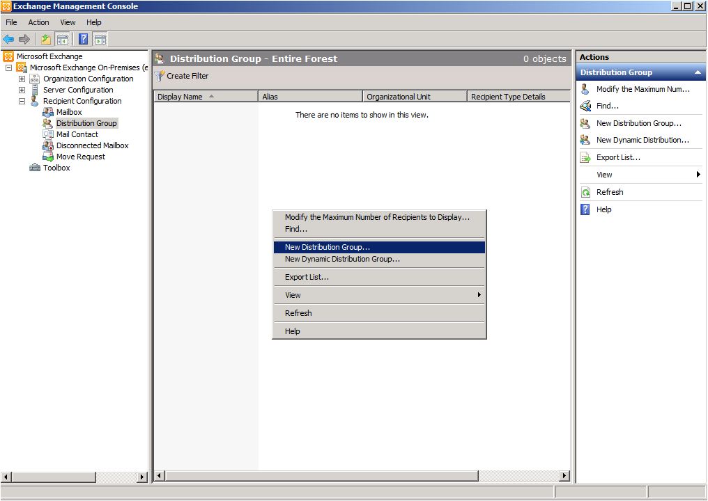 Create Distribution Group Exchange