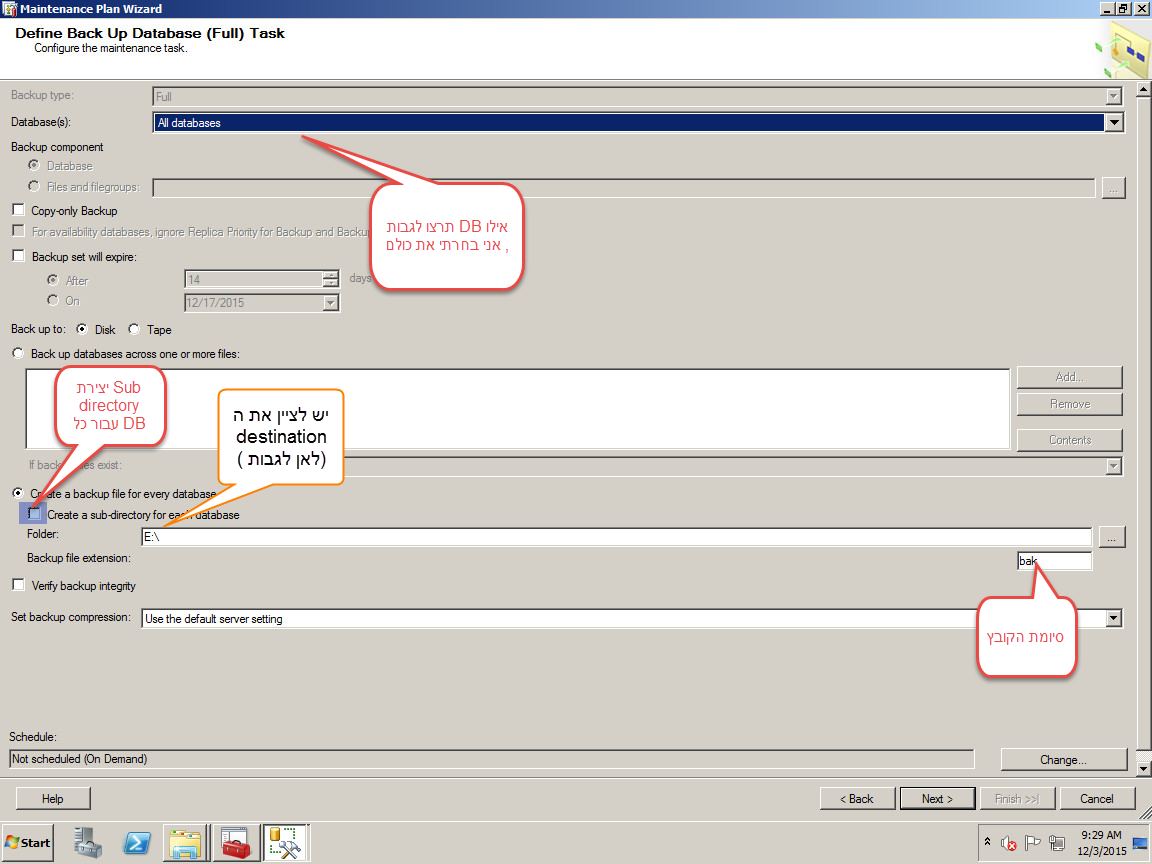 Maintenance Plans - Full Backup SQL database