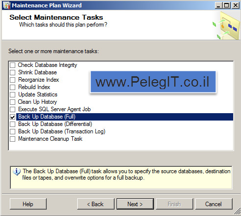 Maintenance Plans - Full Backup SQL database