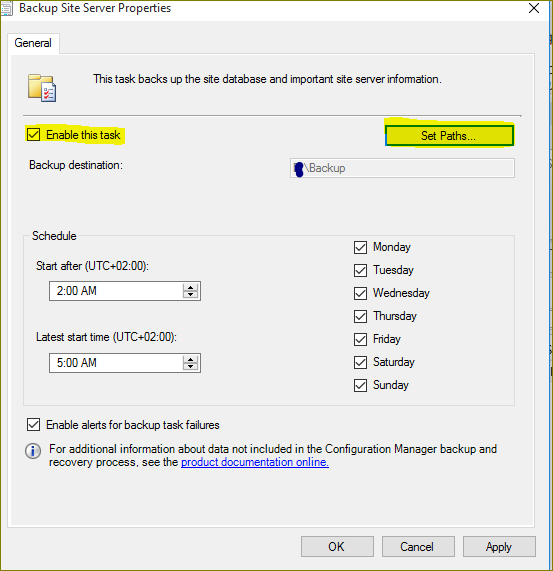 backup SCCM server