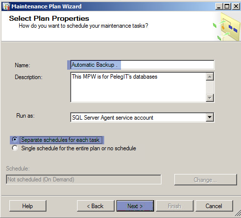 Maintenance Plans - Full Backup SQL database