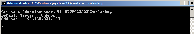 Default server unknown nslookup