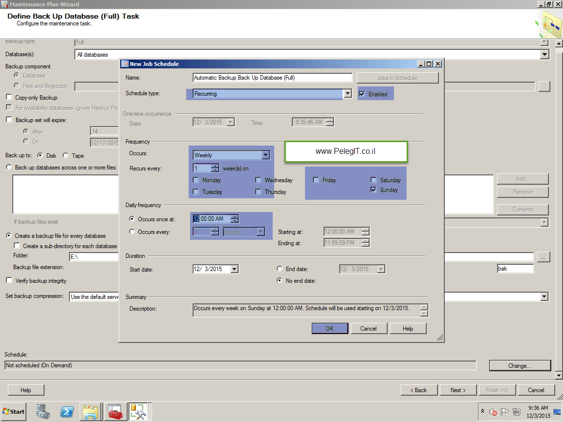 Maintenance Plans - Full Backup SQL database