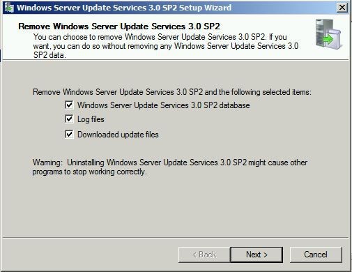 Службы windows server update services сбой настройки