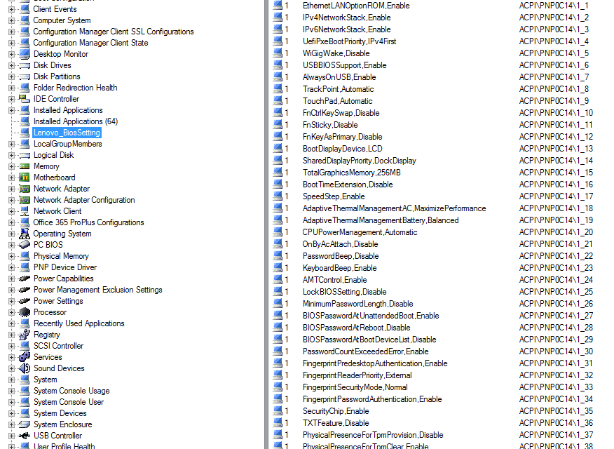 LenovoBios Queries