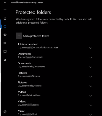windows defender folder protection