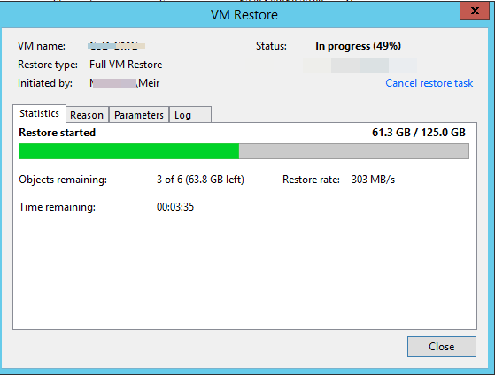 Resote entire VM using Veeam