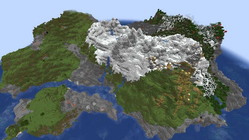 Marvelous Mountain Island - Best 8 Village Seeds for Minecraft 1.18 (Java & Bedrock) 
